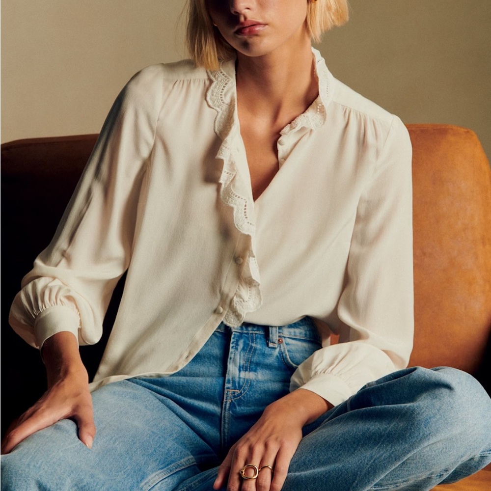 Sezane Chlo Shirt Ecru - Size 36/US 4
